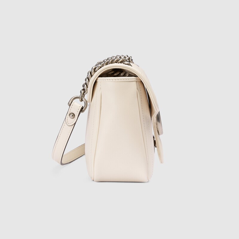 Gucci GG Marmont Small Matelasse Shoulder Bag 443497 White